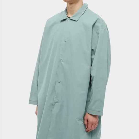 NWT New Fear of God Essentials Long Twill Coat Sycamore Grayish Green Medium - Picture 4 of 16